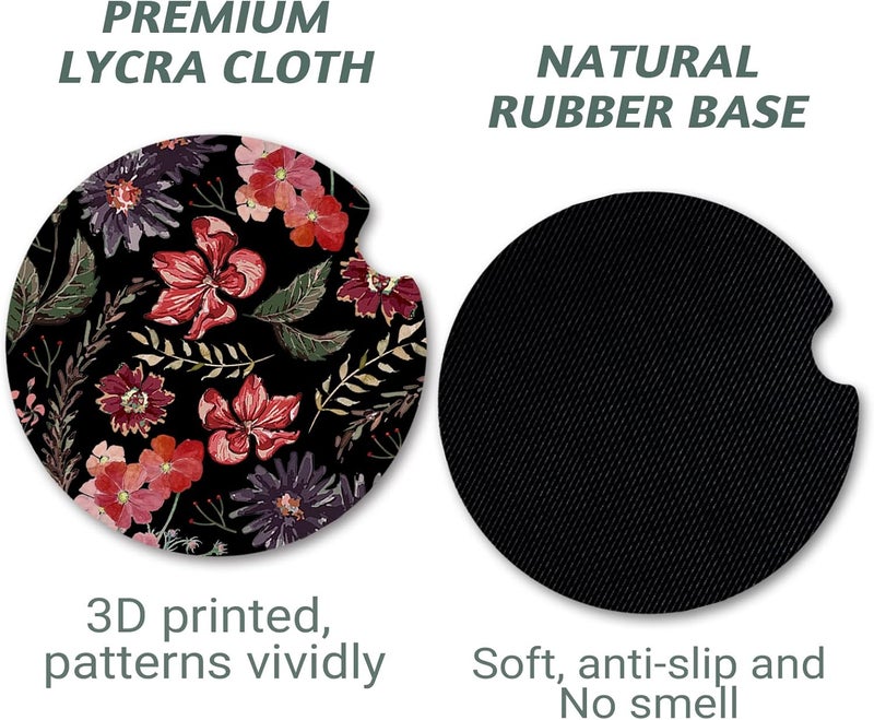 Yonlevres Car Coasters for Cup Holders，2.75" Anti Slip Rubber Mat with A Finger Notch, 2 Pack Car Cup Holder Coasters for Car Interior Accessories for Women Men Boho - Image 5